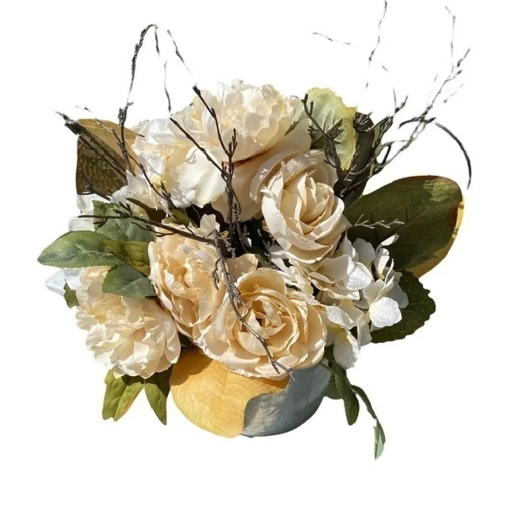 Galvanized Tin Bucket with Faux Floral